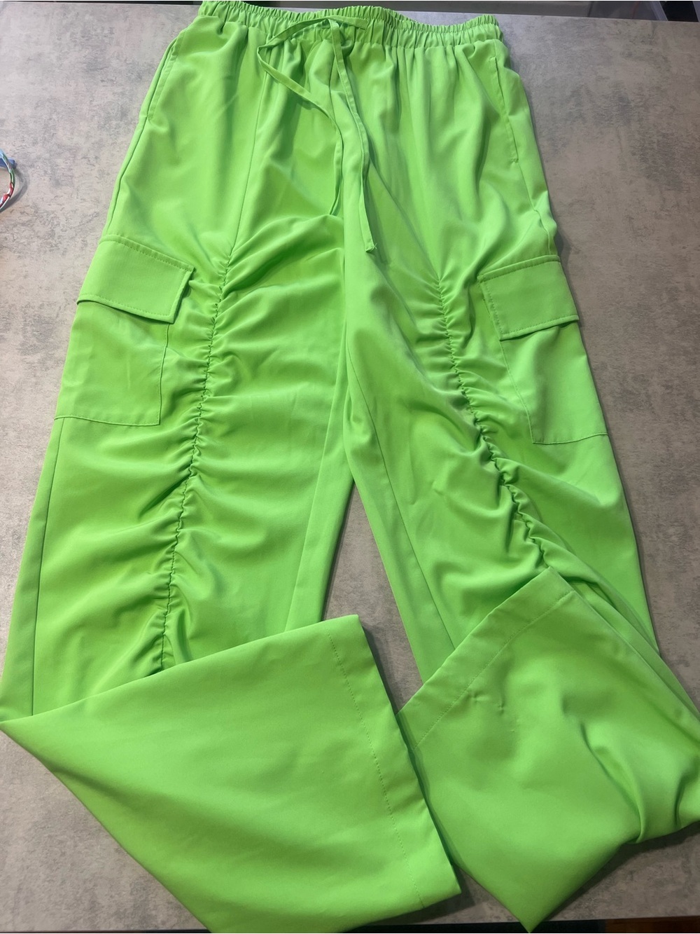SHEIN Neon Green Cargo Ruched Jogger Trousers